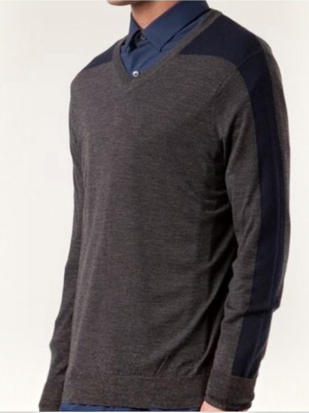 VINCE Sweater Wool V-Neck Two Tone Mens Size Large
